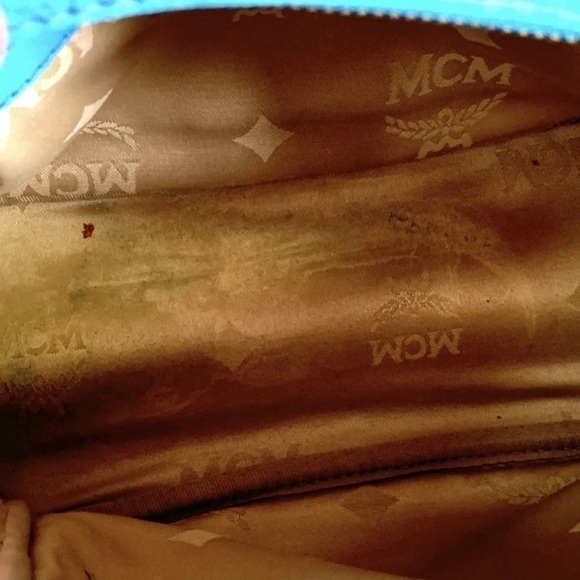 MCM Womens Backpack Blue leather Visetos Logo Studded w/COA - Picture 11 of 13